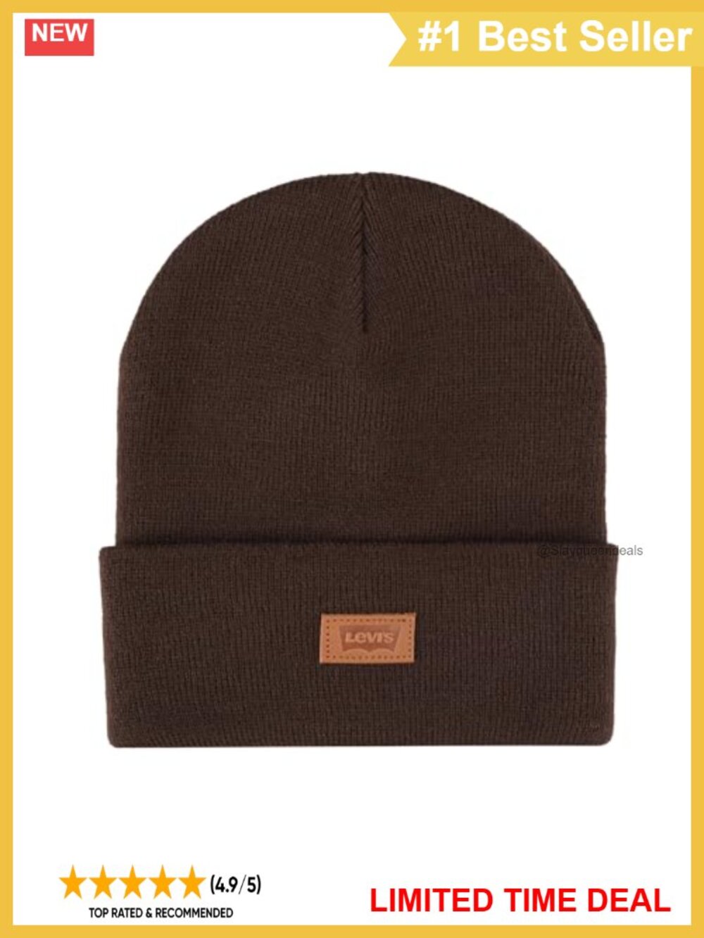 Levi's Cuffed Knit Beanie Adjustable Warm Winter Hat